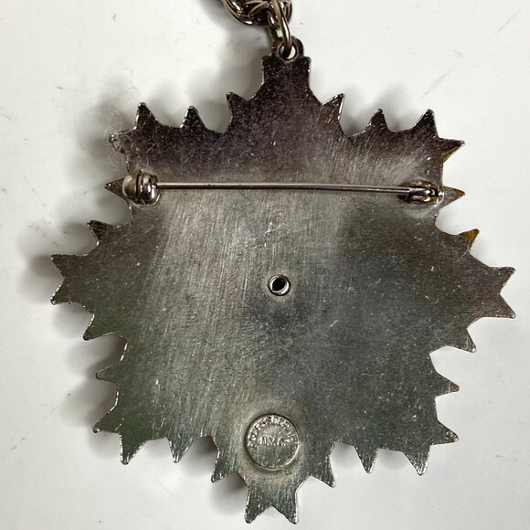 Vintage ACCESSOCRAFT NYC Silver Knight Crest Medieval Pendant Necklace & Brooch - Picture 7 of 8